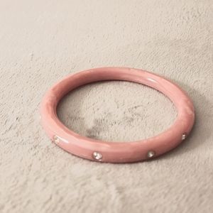 Splendette Fakelite Cadi Pink Bangle with Rhinestone Insets